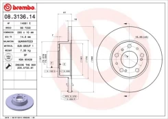 Stabdžių diskas BREMBO 08.3136.14 kaina