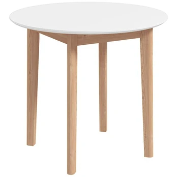 Valgomojo stalas, apvalus, pušinis, 75 × 75 × 76 cm, baltas