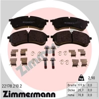 Stabdžių trinkelių rinkinys, diskinis stabdys ZIMMERMANN 22178.210.2