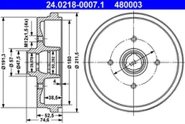 ATE 24.0218-0007.1 Brake drum kaina