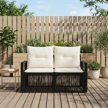 Sodo sofa 2-Vietų skaičius Juoda poliratanas