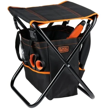 Sodo kėdė su įrankių krepšiu Black & Decker, juoda
