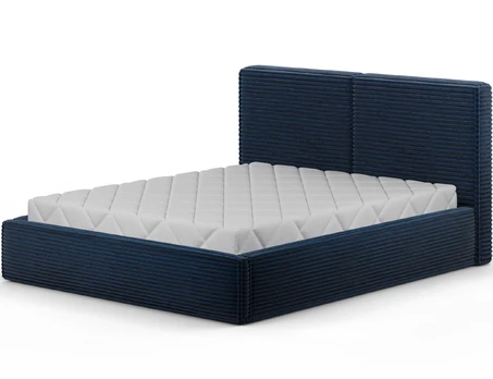 Pesillo Bed + wooden frame/ standard lift/ bedding box 180x200, Modern, Dark blue