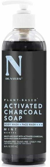 Skystas muilas Dr. Natural Activated Charcoal Mint, 473 ml