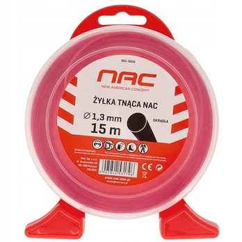 NAC apvali trimerio valo ritė, 1,3 mm × 15 m, raudona