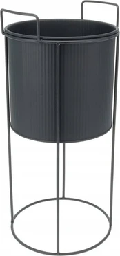 Metalinis gėlių vazonas ant stovo 18,4x40 cm, juodas matinis