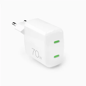 Charger Puro wall 2xUSB-C, 70W, Baltas