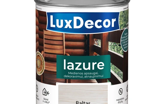Medienos impregnantas LUXDECOR Lazure, 0,75 l, Baltas