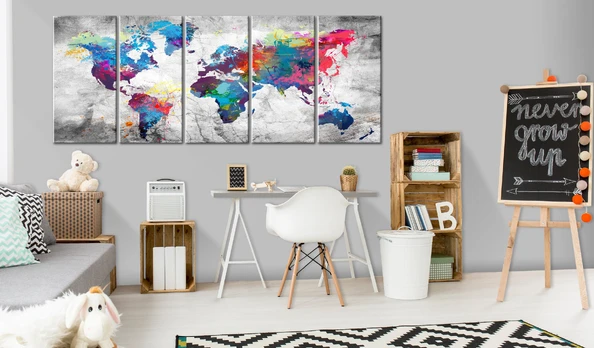 Artgeist Paveikslas - World Map: Spilt Paint 225x90