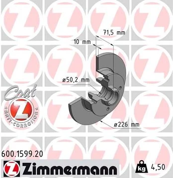 Stabdžių diskas ZIMMERMANN 600.1599.20