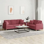 Sofa Sofos komplektas su pagalvėmis, 2 dalių, vyno, audinys kaina