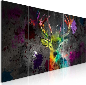 Artgeist Paveikslas - Rainbow Deer (5 Parts) Narrow
