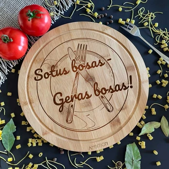 Apvali bambukinė pjaustymo lentelė "Sotus bosas"