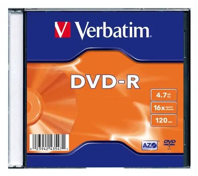 DVD-R 4,7 GB, 16X, matinis sidabrinis, plonas dėklas
