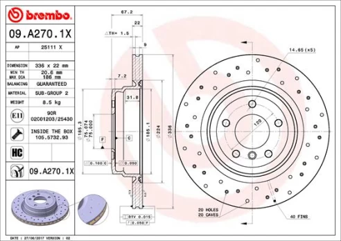 Stabdžių diskas BREMBO 09.A270.1X