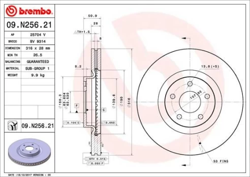 BREMBO 09.N256.21 Brake Disc