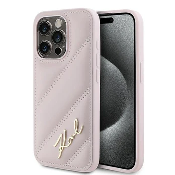 Karl Lagerfeld KLHCP15XPQDSMGP iPhone 15 Pro Max 6.7" rožinė/pink hardcase Diagonal Quilted Script