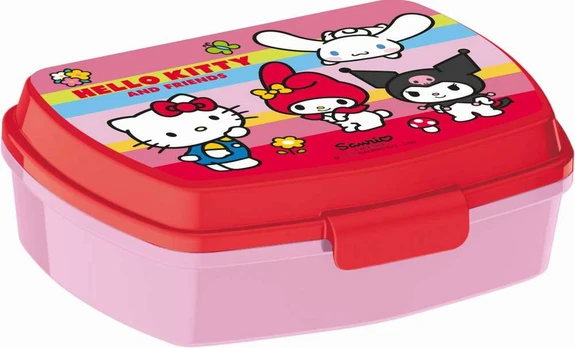 Juokinga plastikinė sumuštinių dėžutė „Hello Kitty“ ir draugai
