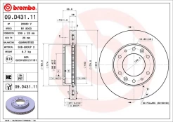 Stabdžių diskas BREMBO 09.D431.11 kaina