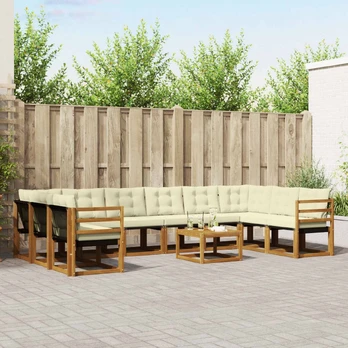Lauko sofos komplektas 11 pcs Natūralus ir grietinėlė