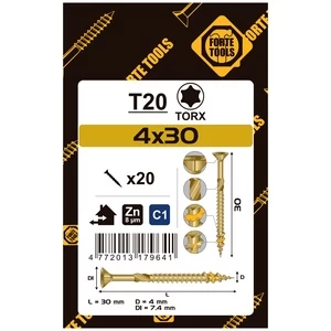 Medsraigtis Forte Tools, 4 x 30 mm, geltona, 20 vnt.