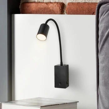 „Brilo unplugged Smooth“ LED skaitymo lemputė su akumuliatoriumi, juoda, su