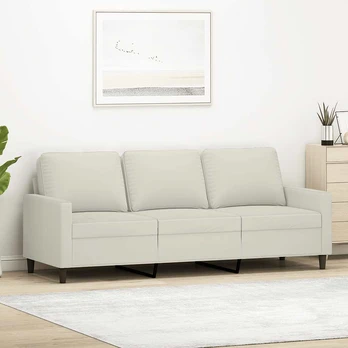 Trivietė sofa, kreminės spalvos, 180cm, aksomas