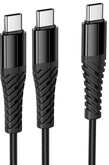 Cable 2in1 USB C to USB C+C Hoco 1 m X123 juodas