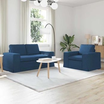 Sofa 2 pcs Mėlyna 182 x 80 x 82 cm audinys