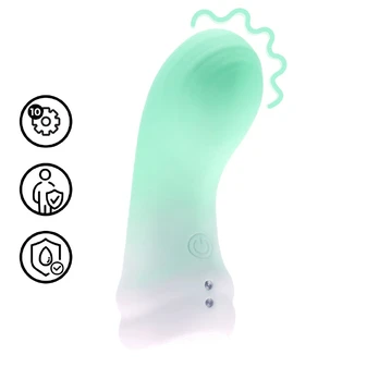 Loveline Smooth Finger Vibrator Misty Green - Compact Silicone Model