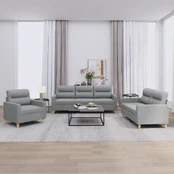 Sofa Sofos komplektas su pagalvėlėmis, 3 dalių, pilkas, audinys kaina