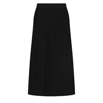 Midi sijonas moterims, Juoda, Knitted skirt