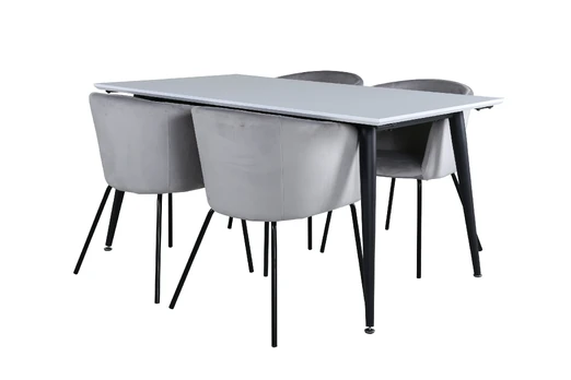 Jimmy Dining Table - Black / White HPL+Berit Chair - Black / Light Grey Velvet_4