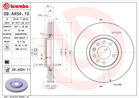 Stabdžių diskas BREMBO 09.A454.11