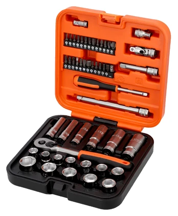 Galvučių ilgų ir trumpų rinkinys 10-22mm + bits PH,PZ,HEX,TORX 53vnt 3/8"