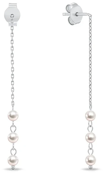 Brilio Silver Sidabrinis chain earrings with real pearls EA1286W