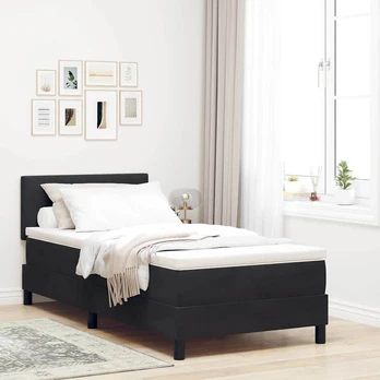 Box Spring lova su čiužiniu Juoda Viengule Aksominė