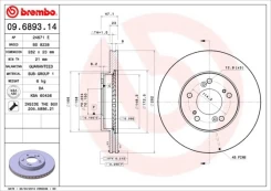 Stabdžių diskas BREMBO 09.6893.11 kaina