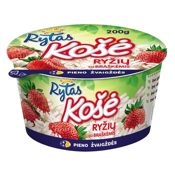 Ryžių košė su braškėmis RYTAS, 6% rieb., 200 g