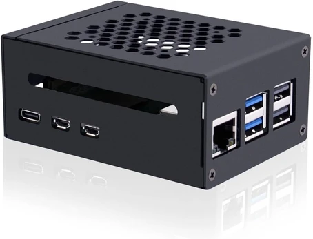 Korpusas Geeekpi Metalinis dėklas Raspberry Pi 5 su Pcie M.2 Nvme palaikymu