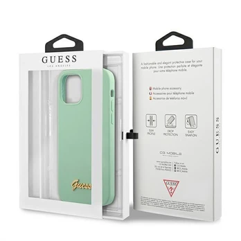 Telefono dėklas Guess Metal Logo Script iPhone 12 Pro Max, Apple iPhone 12 Pro Max, žalia
