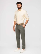 Vyriškos chino kelnės REGULAR FIT, chaki spalvos kaina