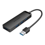 USB 3.0 4 prievadų šakotuvas su maitinimo adapteriu Vention CHLBD 0,5 m, juodas kaina