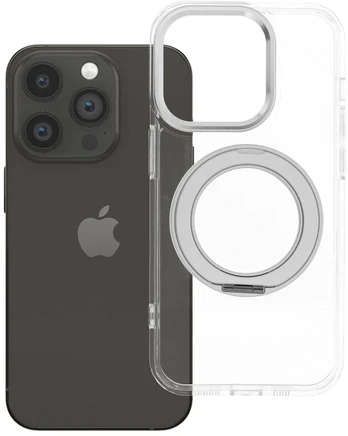 Dėklas Oem Case for iPhone 14 PRO Frame Circle Stand compatible with MagSafe transparent