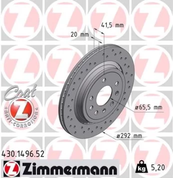 Stabdžių diskas ZIMMERMANN 430.1496.52