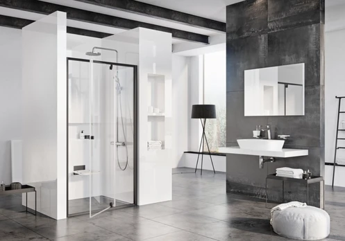 Ravak Pivot vieno elemento juodos dušo durys, PDOP1-90 black, 90cm