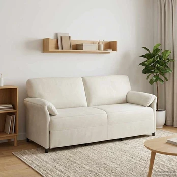 3-Vietis Sofa Kreminė 198 x 83 x 95 cm Aksomas