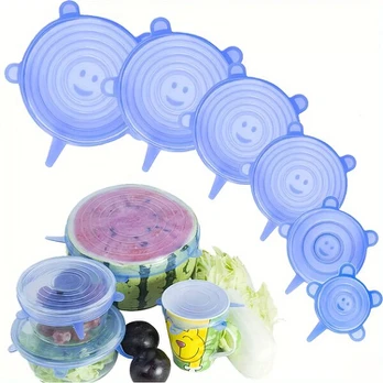 silikoniniai dangteliai, 6 vnt., Mėlyna