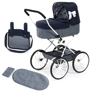 Usorteret „Bayer Design Classic Deluxe“ lėlių vežimėlis, mėlynas