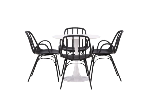 Hamden Valgomojo stalas - balta MDF+Dyrön Valgomojo kėdė - juoda Polypropylene_4